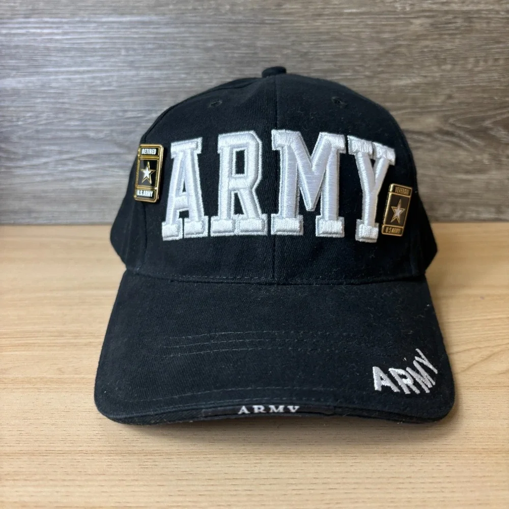 Army Hat Cap Strap Back Black United States Army Strong Adjustable